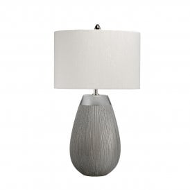 Natural base table lamp with white linen shade