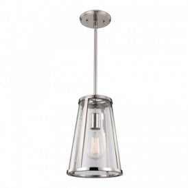 HARROW small nickel ceiling pendant light with seeded glass