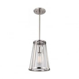 HARROW small nickel ceiling pendant light with seeded glass