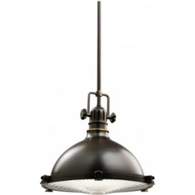 HATTERAS BAY medium ceiling pendant, industrial style in olde bronze