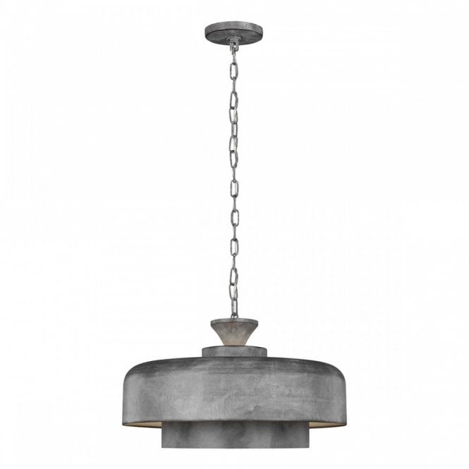 HAYMARKET mid-century industrial ceiling pendant in weathered galvanised finish