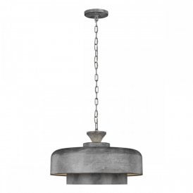 HAYMARKET mid-century industrial ceiling pendant in weathered galvanised finish