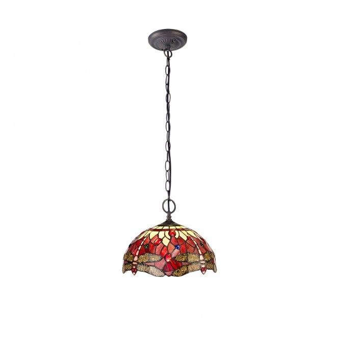 HAZEL Tiffany 2 Light Downlighter Ceiling Pendant Light 30cm Purple, Pink, Crystal, Antique Brass