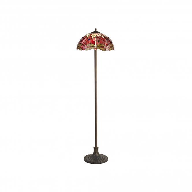 HAZEL Tiffany 2 Light Stepped Floor Lamp 40cm Purple, Pink, Crystal, Antique Brass