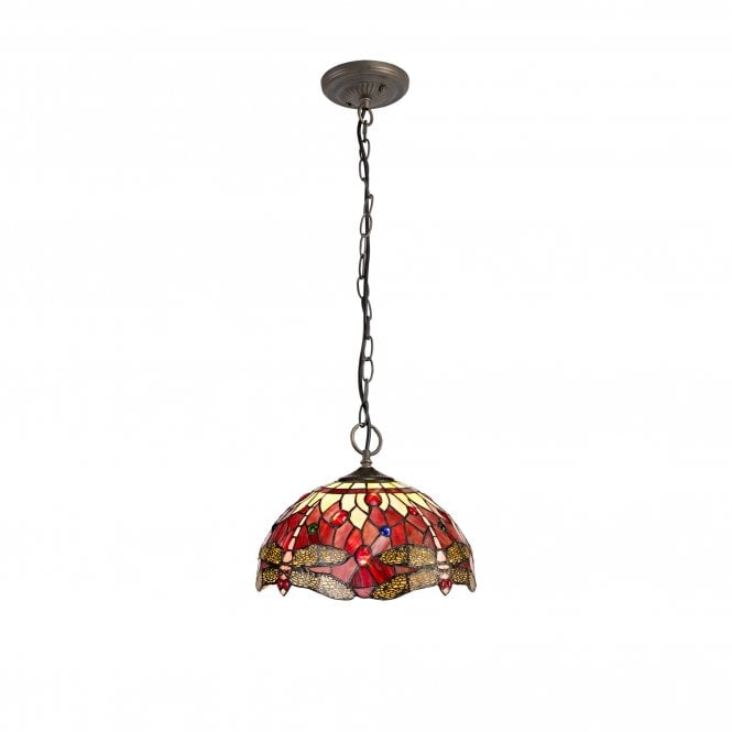 HAZEL Tiffany 3 Light Downlighter Ceiling Pendant Light 30cm Purple, Pink, Crystal, Antique Brass