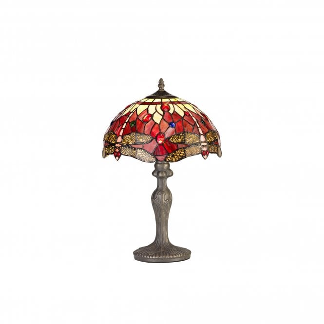 HAZEL Tiffany Curved Table Lamp 30cm Purple, Pink, Crystal, Antique Brass