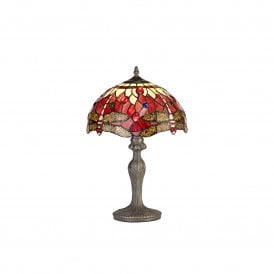 HAZEL Tiffany Curved Table Lamp 30cm Purple, Pink, Crystal, Antique Brass