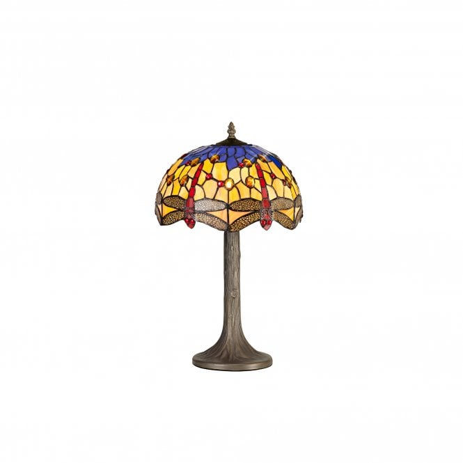 HAZEL Tiffany Tree Like Table Lamp 30cm Tiffany Blue, Orange, Crystal, Antique Brass