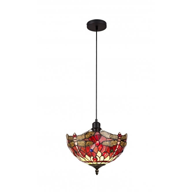 HAZEL Tiffany Uplighter Ceiling Pendant Light 30cm Purple, Pink, Crystal, Black