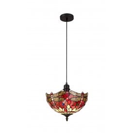 HAZEL Tiffany Uplighter Ceiling Pendant Light 30cm Purple, Pink, Crystal, Black