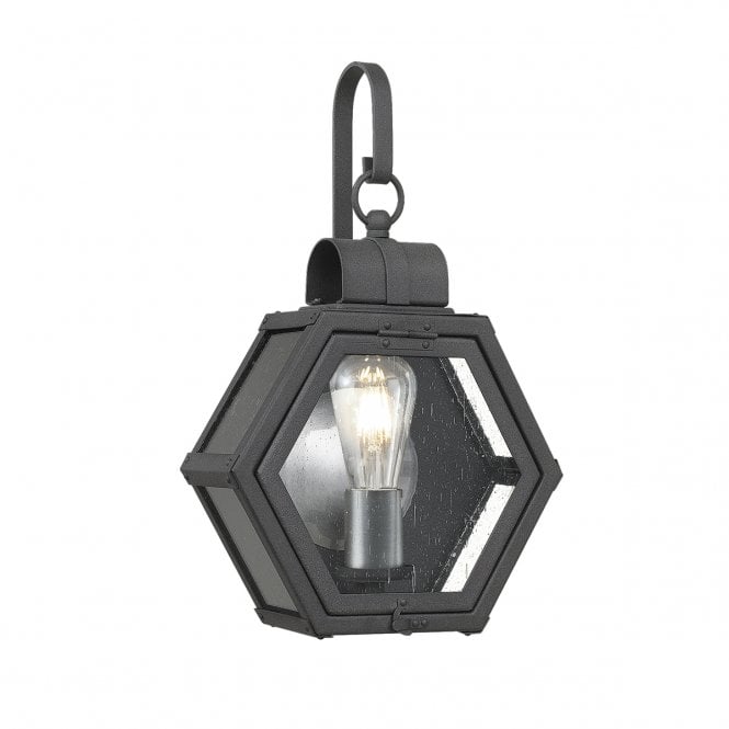 HEATH Small Mottled Black Wall Lantern IP44