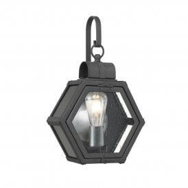 Black outdoor hexagon wall lantern  