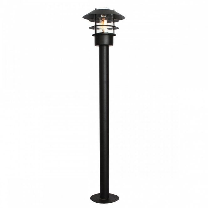 HELSINGOR matt black outdoor bollard light for salty coastal regions