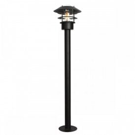 HELSINGOR matt black outdoor bollard light for salty coastal regions