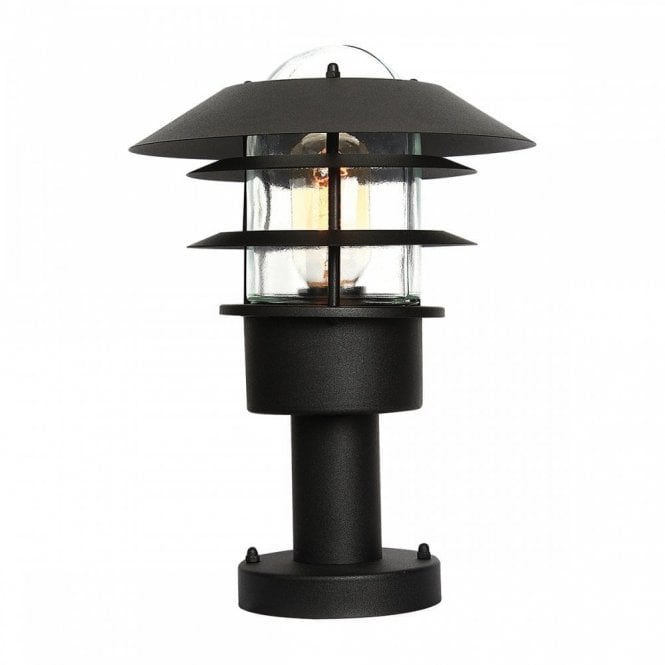 HELSINGOR matt black outdoor pedestal or gate post light for salty coastal regions