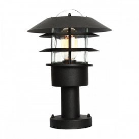 HELSINGOR matt black outdoor pedestal or gate post light for salty coastal regions