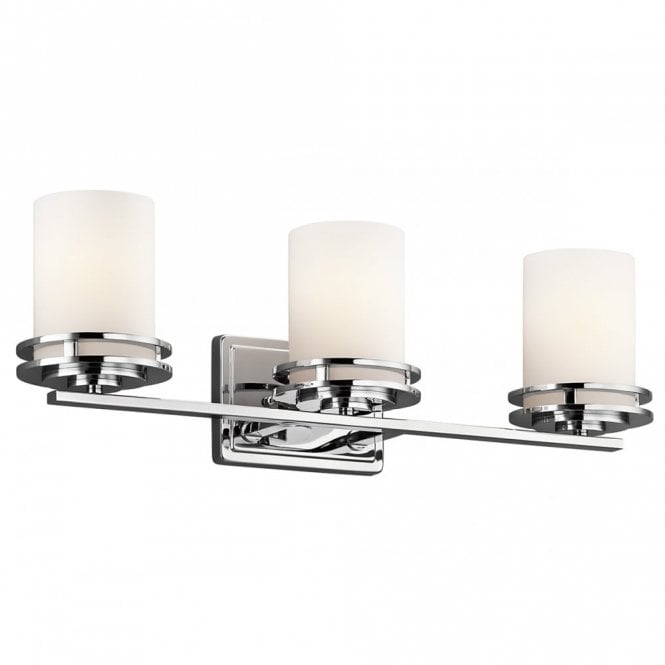 HENDRIK LED over bathroom mirror wall light in chrome with satin glass shades