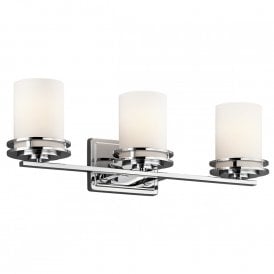 HENDRIK LED over bathroom mirror wall light in chrome with satin glass shades