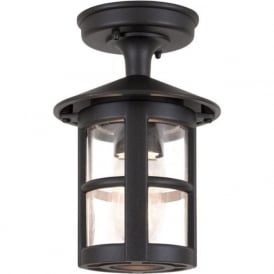 HEREFORD traditional porch ceiling light in black aluminium