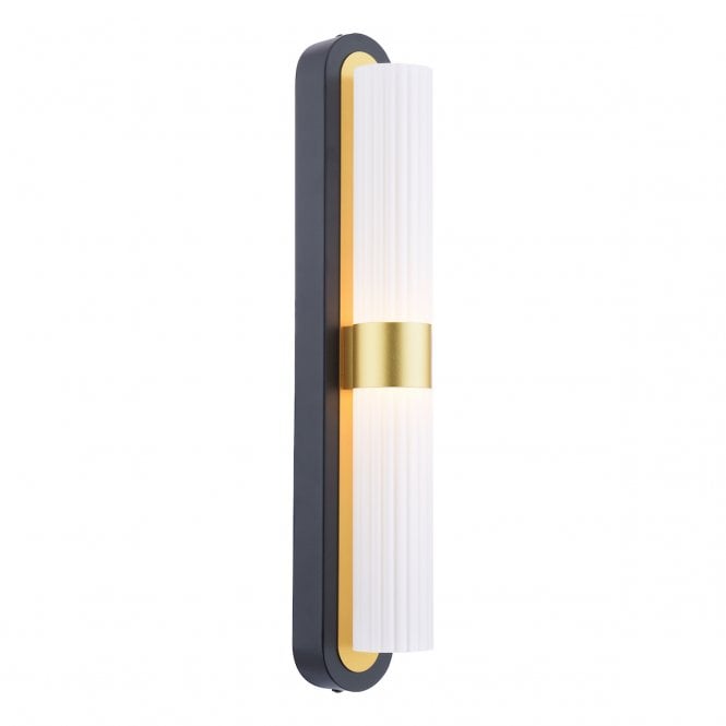 Hessel 2 Light Wall Light Matt Black and Satin Gold LED