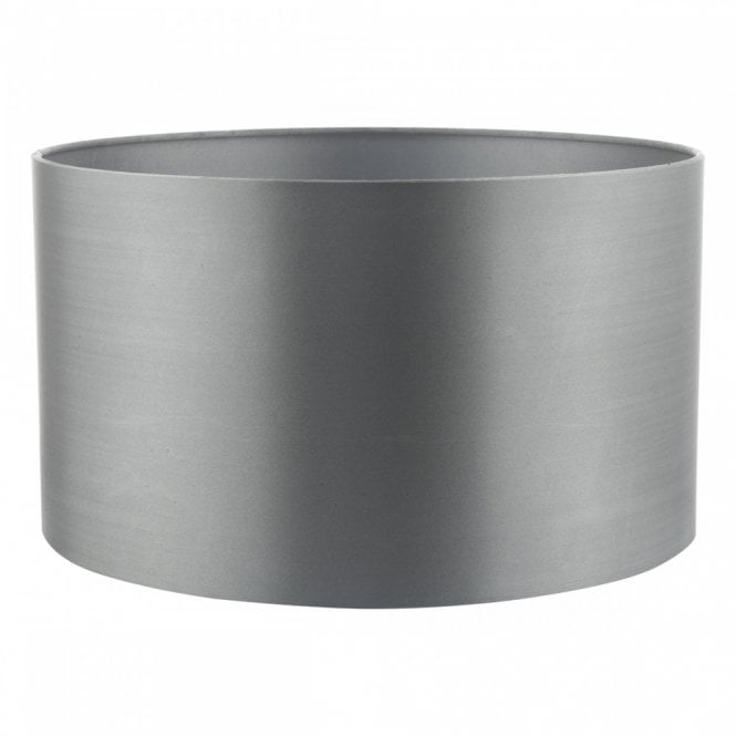 HILDA drum lamp shade in grey faux silk fabric 35cms
