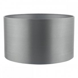 HILDA drum lamp shade in grey faux silk fabric 35cms