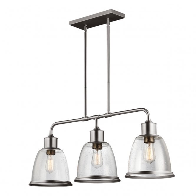 HOBSON vintage style 3 light kitchen island pendant - satin nickel