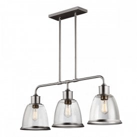 HOBSON vintage style 3 light kitchen island pendant - satin nickel