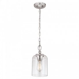 HOUNSLOW mini chain pendant ceiling light in nickel with clear glass shade