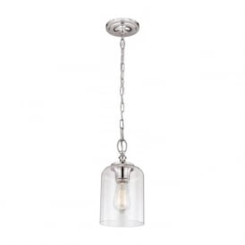 HOUNSLOW mini chain pendant ceiling light in nickel with clear glass shade