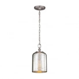 HOUNSLOW mini chain pendant ceiling light with silver leaf glass dome shade