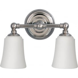 HUGUENOT LAKE traditional twin chrome bathroom wall light, IP44