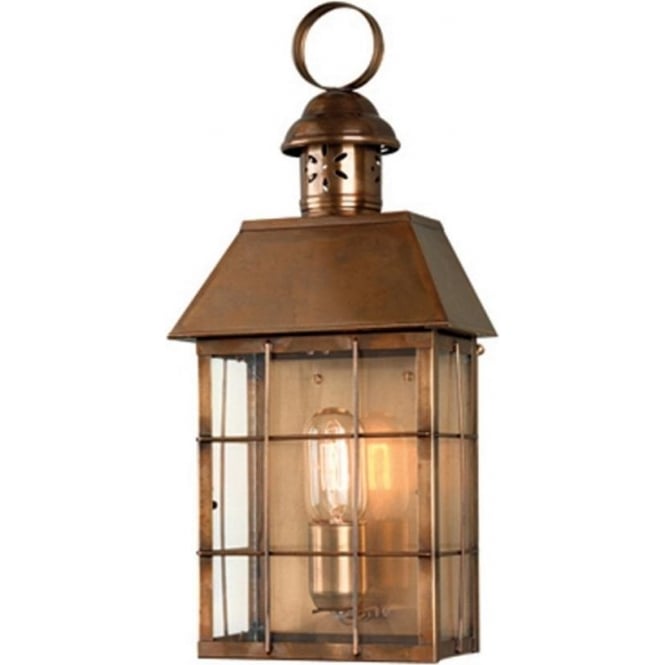 HYDE PARK solid antique brass flush outdoor wall lantern