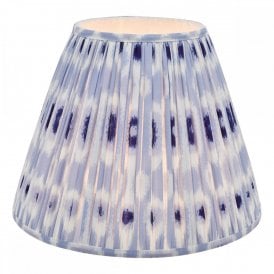 blue and white patterned tapered drum lampshade