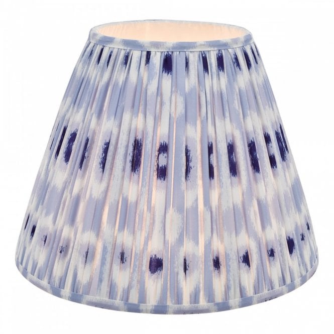 Ikat Blue and White Cotton Tapered Drum Shade 40cm