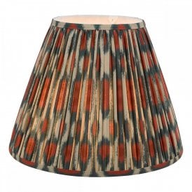 red and green patterned tapered drum lampshade