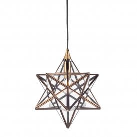 ILARIO small star shaped ceiling pendant on antique brass frame