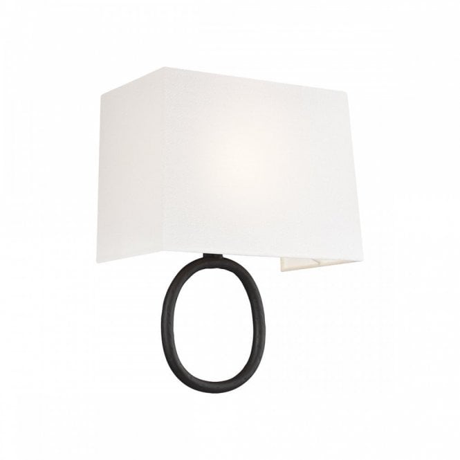 INDO traditional Arts and Crafts style aged iron wall light with white linen shade