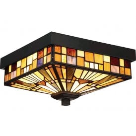 INGLENOOK IP44 Tiffany style flush mount outdoor light