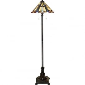 INGLENOOK Tiffany glass standard lamp on bronze base