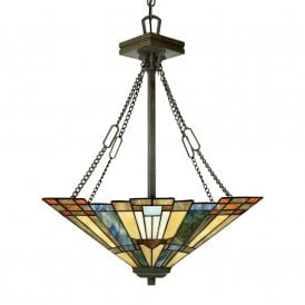 INGLENOOK Tiffany style Arts and Crafts uplighter ceiling pendant light