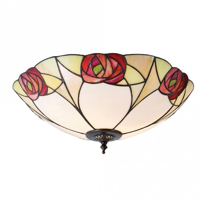 INGRAM Art Nouveau Tiffany flush fitting low ceiling light