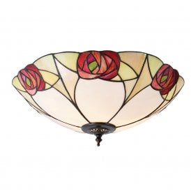 INGRAM Art Nouveau Tiffany flush fitting low ceiling light