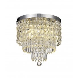 IZZIE luxury flush fitting crystal bathroom chandelier on chrome fitting