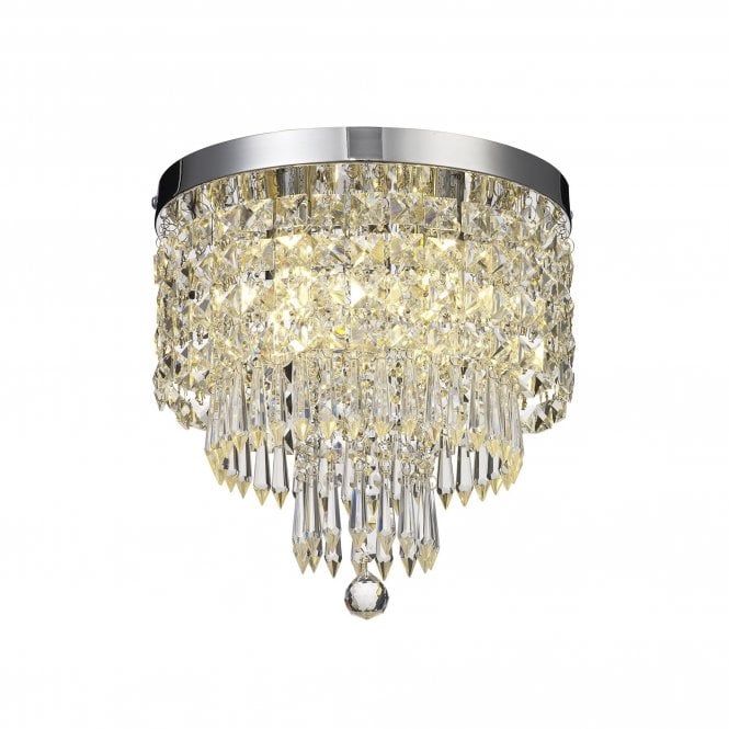 IZZIE luxury flush fitting crystal bathroom chandelier on chrome fitting