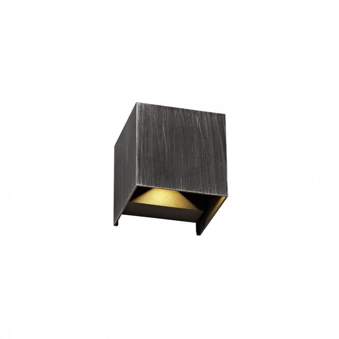 JACK flush fit LED outdoor wall light in rustic black/silver finish