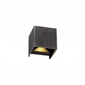 JACK flush fit LED outdoor wall light in rustic black/silver finish