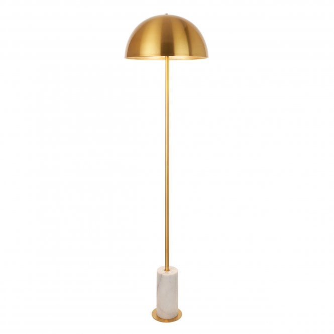 Jake Floor Lamp in Brushed Aged Brass and White Marble