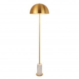 modern brushed aged brass floor lamp with white marble base