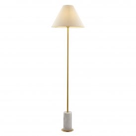 modern floor lamp with marble base and fabric shade